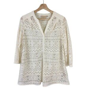 Vanessa‎ Virginia Anthropologie Womens Sz 6 Embroidered Tulle Tunic Top Popover